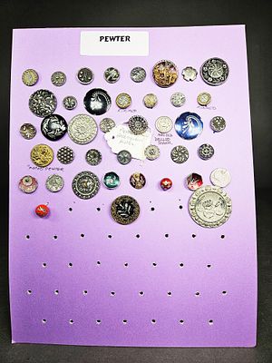 An Assortment of Antique and Vintage Pewter Buttons. An assortment of antique and vintage pewter 