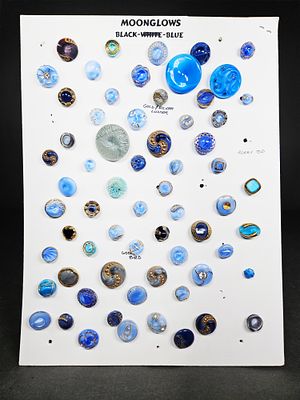 A Collection of Vintage Moonglow Glass and Mixed Material Buttons. This collection of vintage 