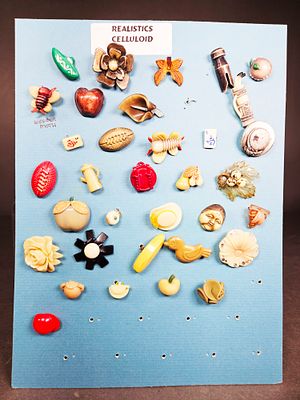 A Collection of Vintage Realistic Celluloid and Plastic Novelty Buttons. This collection of 