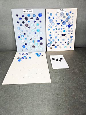 A Collection of Modern Blue Glass Buttons. This collection of buttons is professionally 