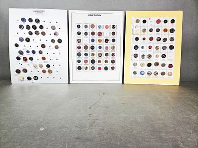 A Collection of Antique and Vintage Czech Composition Pictorial and Geometric Buttons on 