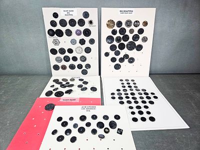 A Collection of Antique Black Glass Buttons, 19th Century. A collection of antique buttons 