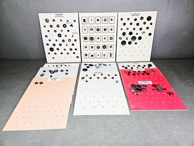 An Assortment of Czech Antique and Vintage Black Glass Buttons on Sample Cards. This collection 