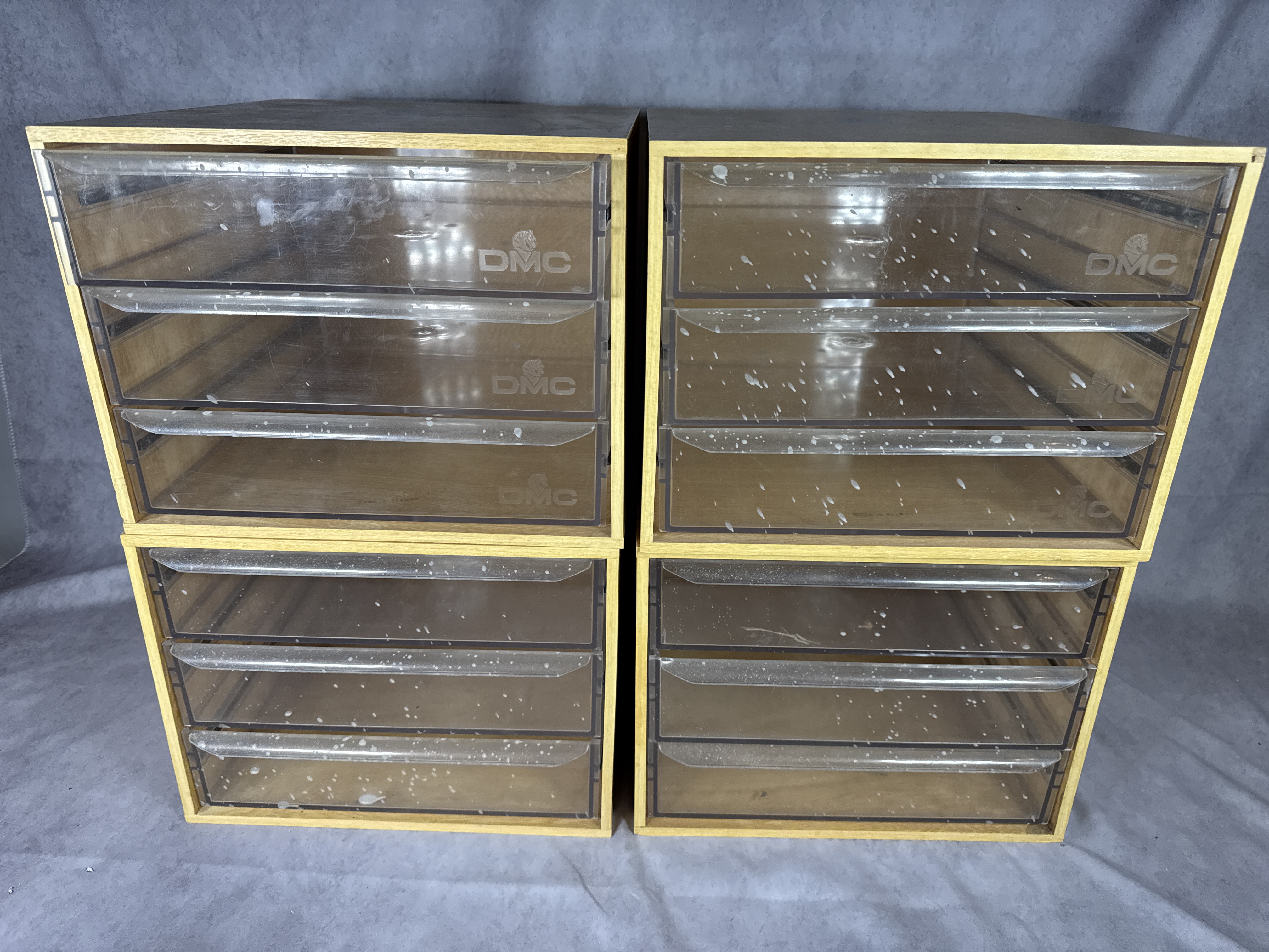 Lot 10910 - Several DMC 3-Drawer Wood Thread Storage Cabinets | Burns ...