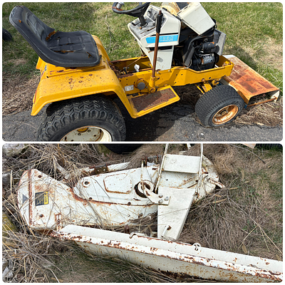 International Cub Cadet 1250 Garden Tractor and Attachments. This lot features an International 