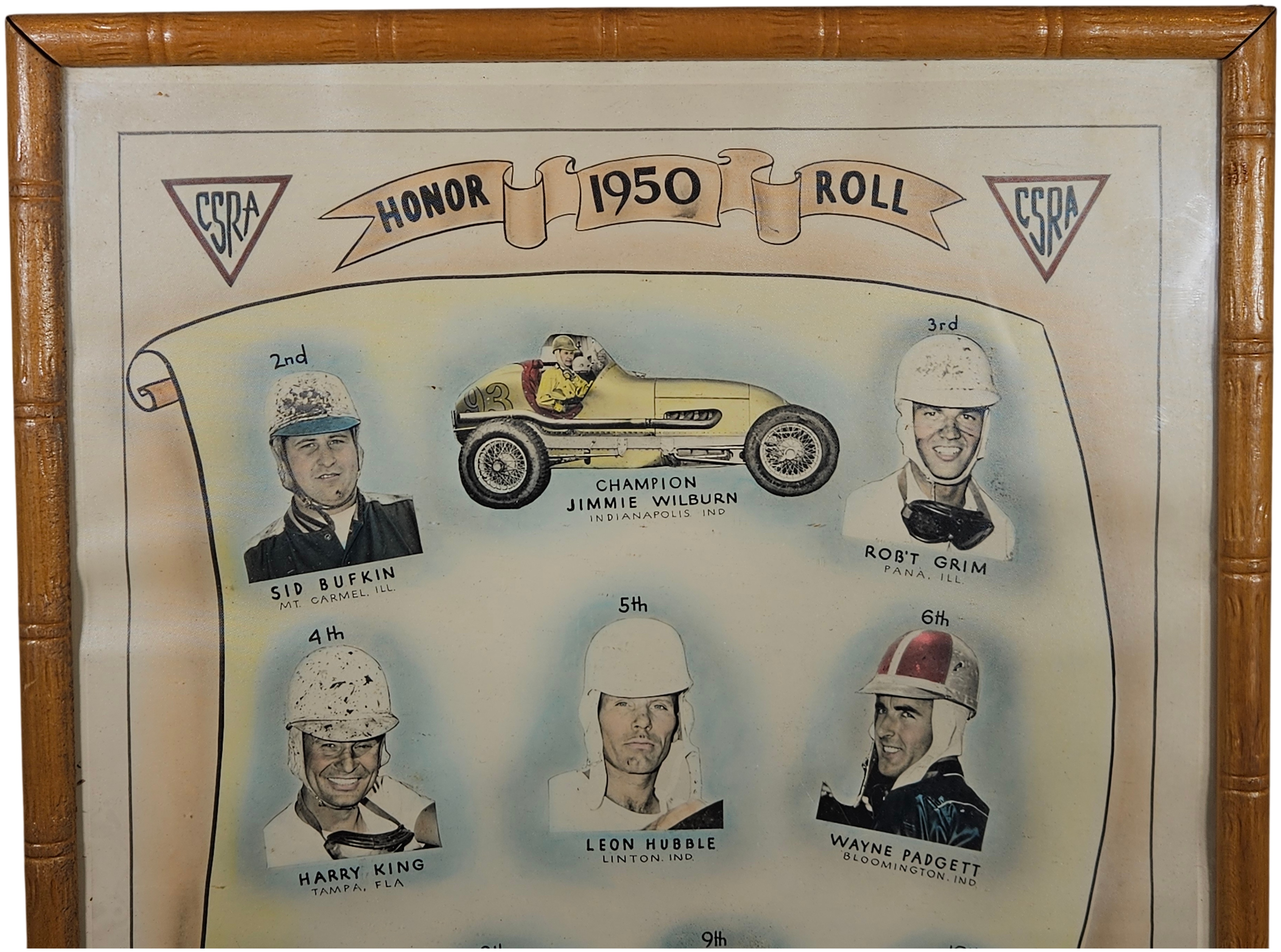 Csra Racing Poster Lot 11091 - Framed CSRA Honor 1950 Roll Racing Print | Burns Auction ...