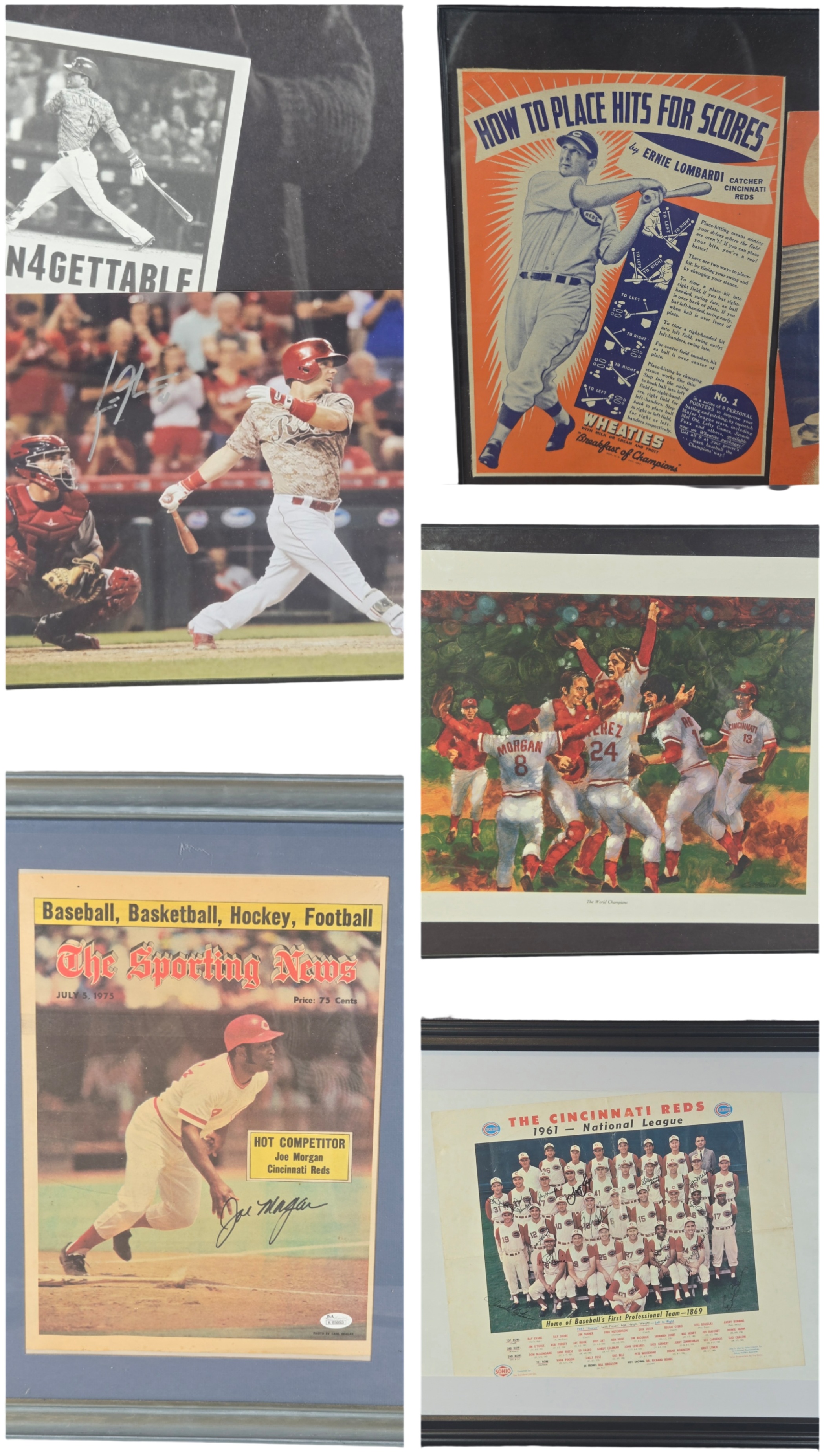Lot 17697 - A Collection of Framed Cincinnati Reds Baseball Memorabilia ...