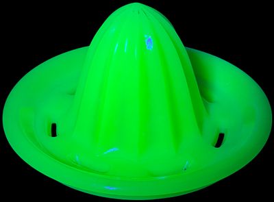 Depression Era Uranium Glass Citrus Reamer Insert. This item is a pressed glass citrus reamer or 