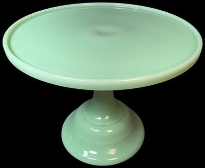 Jadeite Milk Glass Pedestal Cake Stand in the Style of Mosser. This pedestal cake stand is 