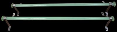 A Pair of Art Deco Style 18-Inch Uranium Green Glass Towel Bars. This pair of mid-20th-century 