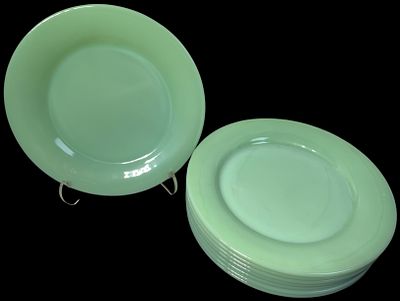 Fire-King Jadeite Restaurant Ware Dinner Plates. dinner plates in the Restaurant Ware pattern 