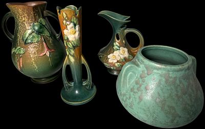 A Collection of Roseville and American Art Pottery. A collection of four pieces of American art 