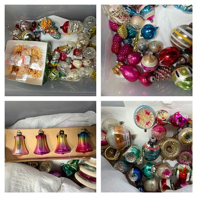 An Assortment of Vintage and Mid-Century Glass and Mixed Media Christmas Ornaments. This 