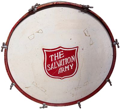 Vintage Salvation Army 26 Inch Marching Bass Drum. A vintage marching bass drum featuring a 