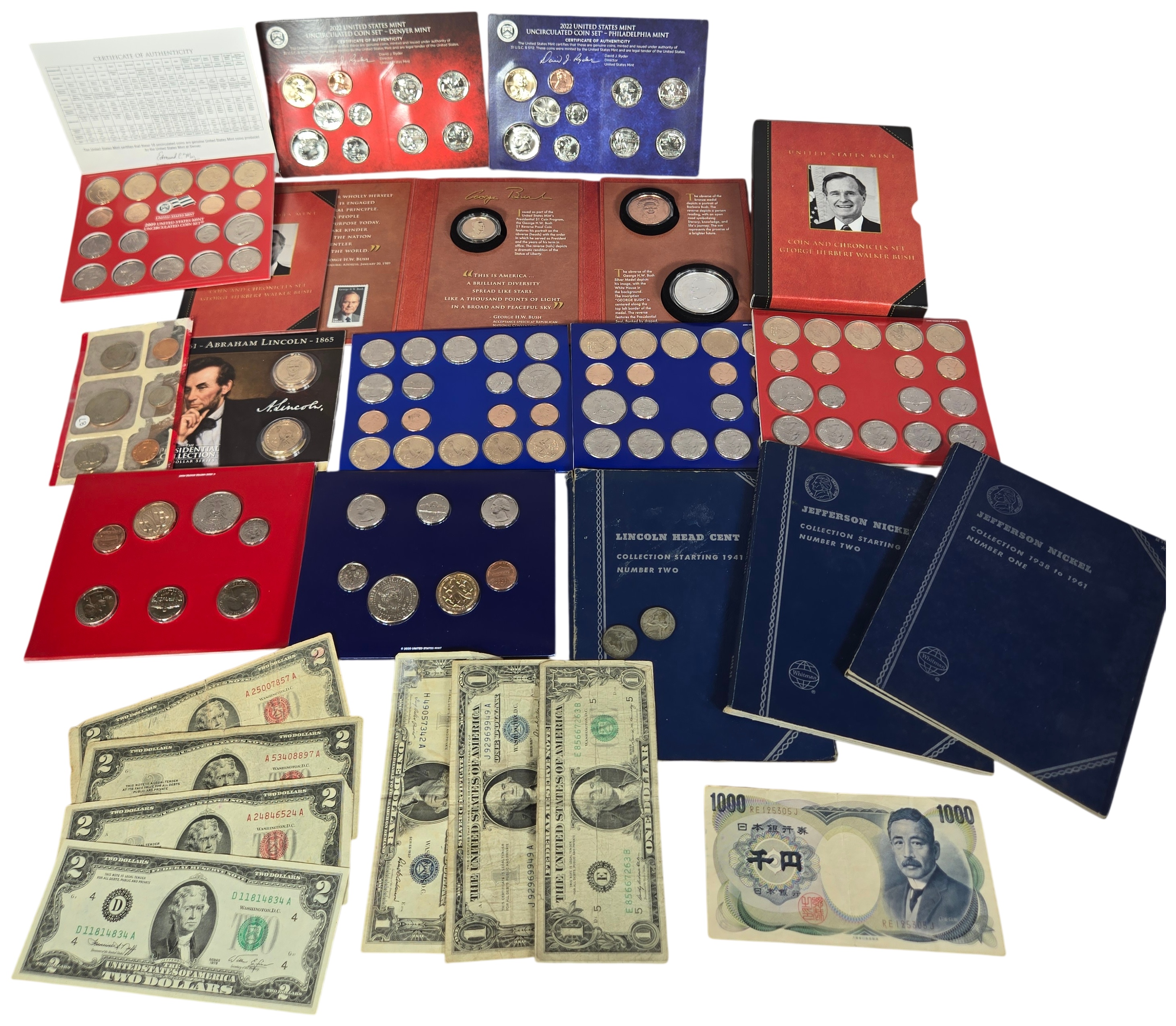 Lot 21037 - A Collection of US Mint Sets, Coin Folders, and