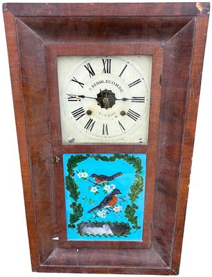 Mid-19th Century American Mahogany Ogee Wall Clock by John Biddlecombe. A mid-19th-century 