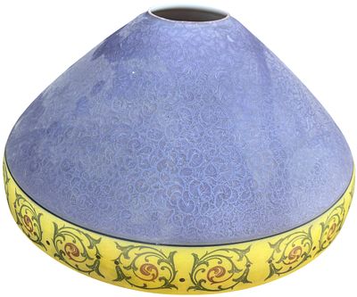 Large Cased and Acid-Etched Art Glass Lampshade in the Style of Handel. This lot features a 