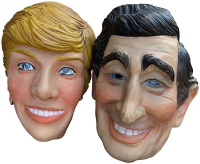 A Pair of Vintage Cesar Latex Caricature Masks Depicting Prince Charles and Princess Diana. A 