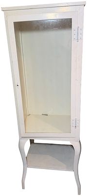 Vintage Painted Steel Medical Cabinet with Cabriole Legs. This is a single-piece vintage 