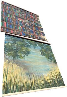 A Pair of Large-Scale Hand-Painted Canvas Photography Backdrops. A pair of large-scale 