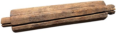 Antique Hand-Hewn Primitive Wooden Roller with Iron Pins. This antique primitive wooden 