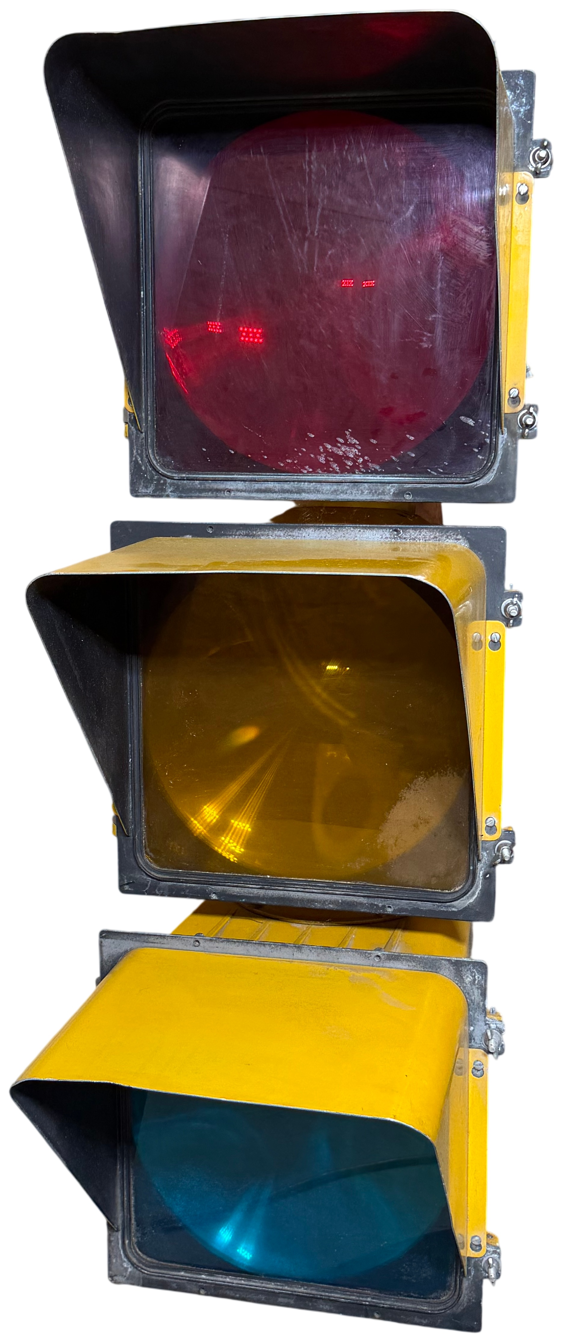 3M and Marbelite Yellow Metal Three Section Traffic Signal