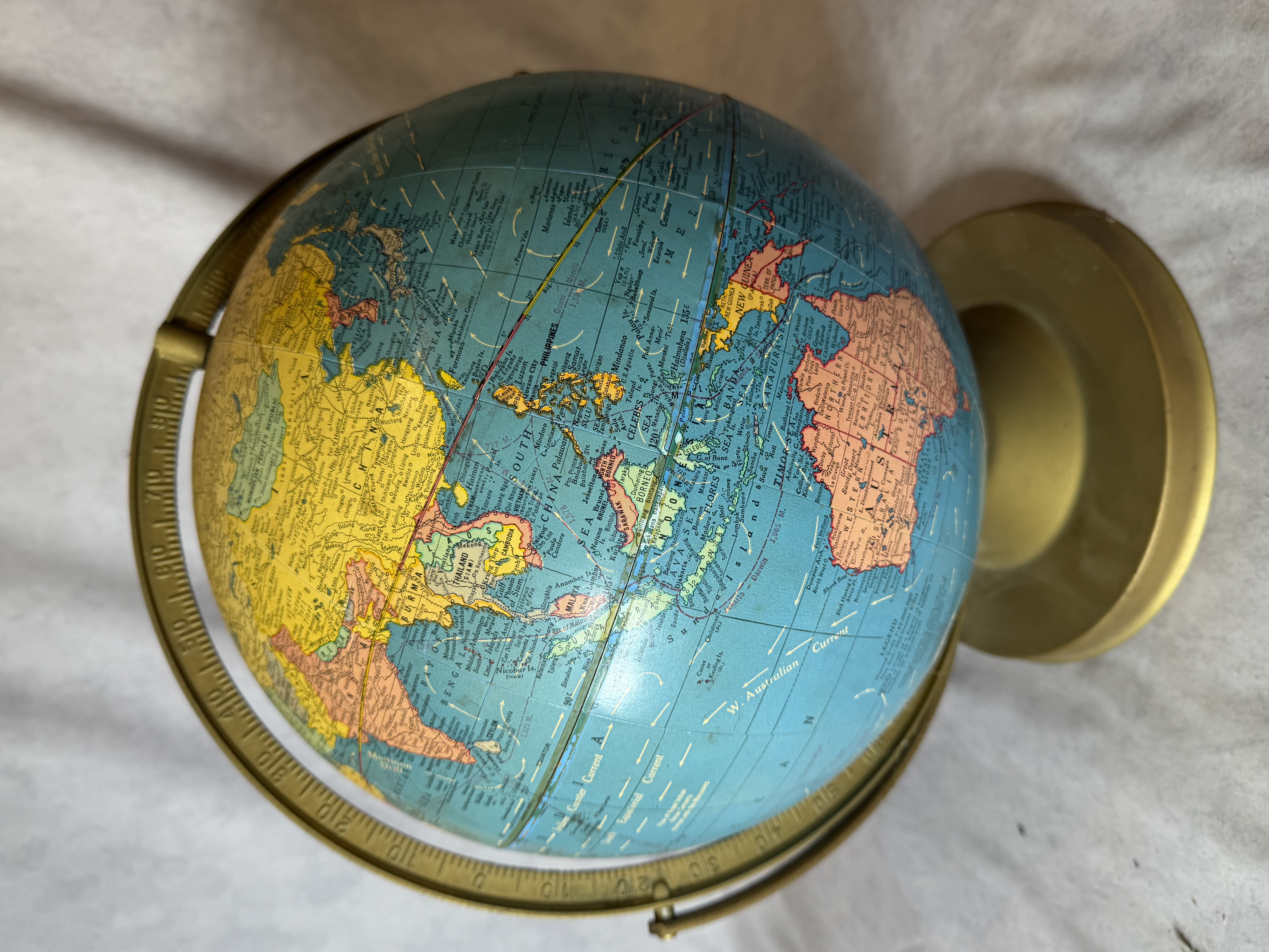 Vintage Cram's Imperial Terrestrial World Globe on Gold-Tone Metal Stand