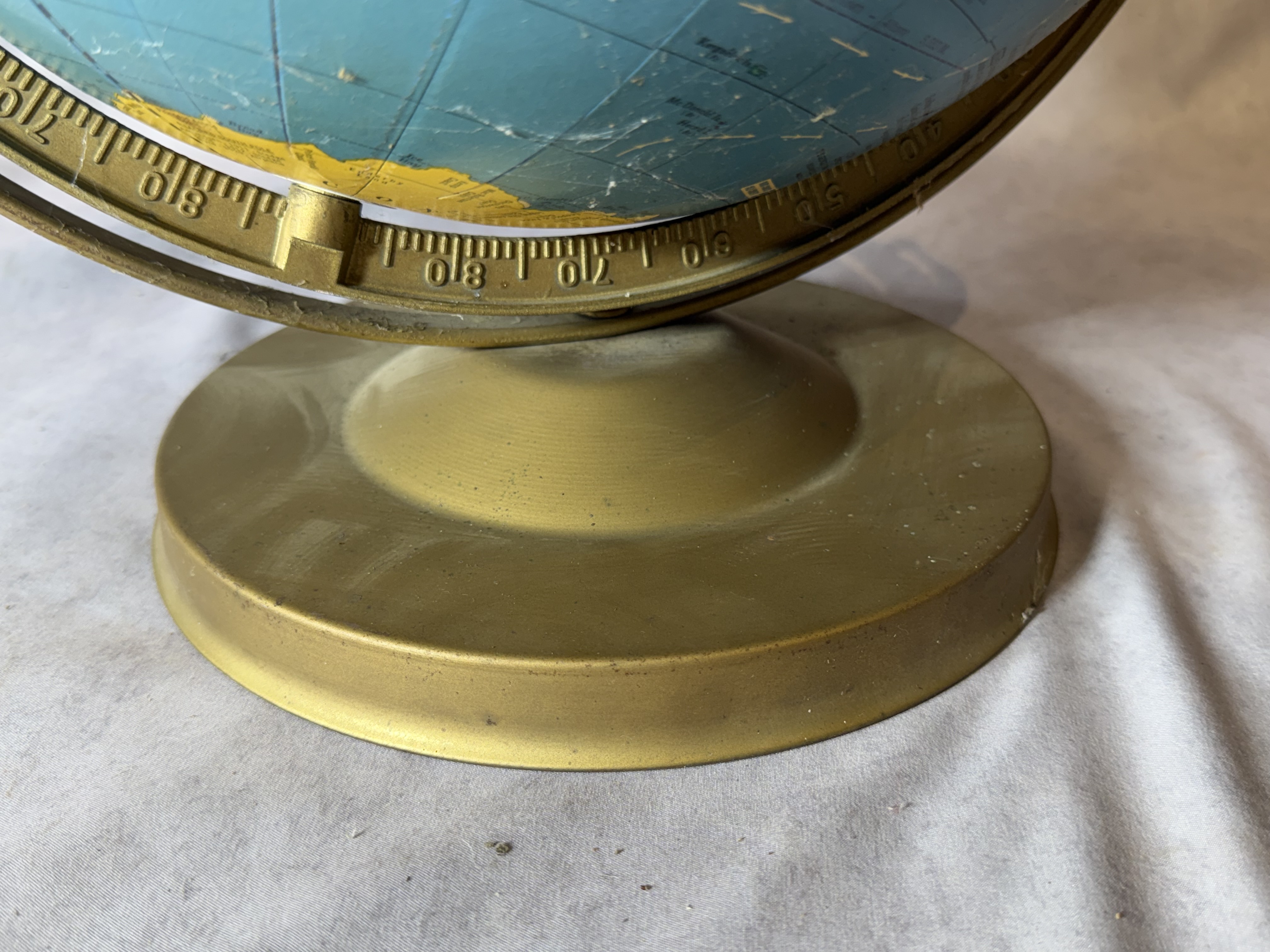 Vintage Cram's Imperial Terrestrial World Globe on Gold-Tone Metal Stand