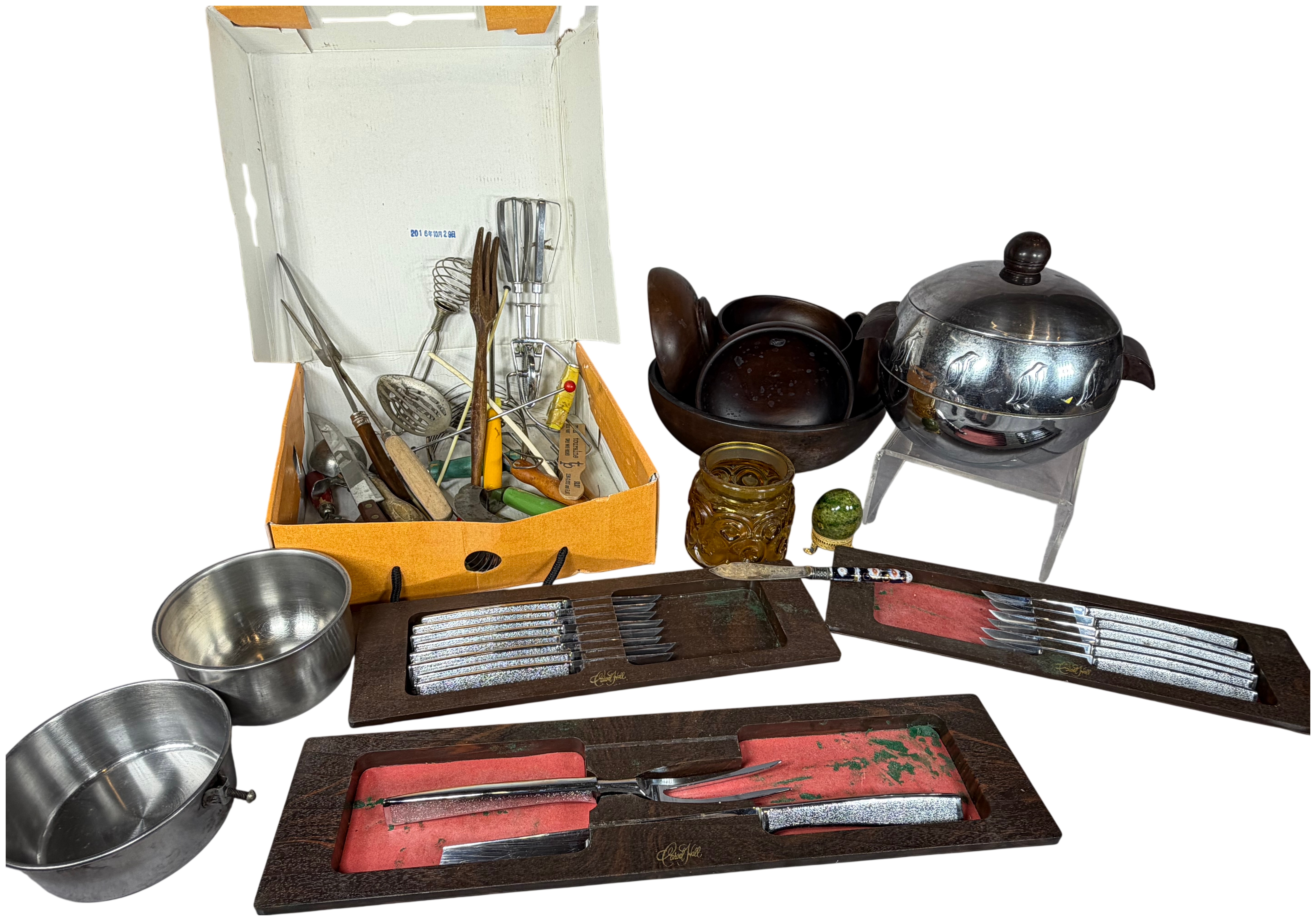 An Assortment of Vintage Mid-Century Modern Kitchenware and Tableware Including West Bend and Carvel Hall