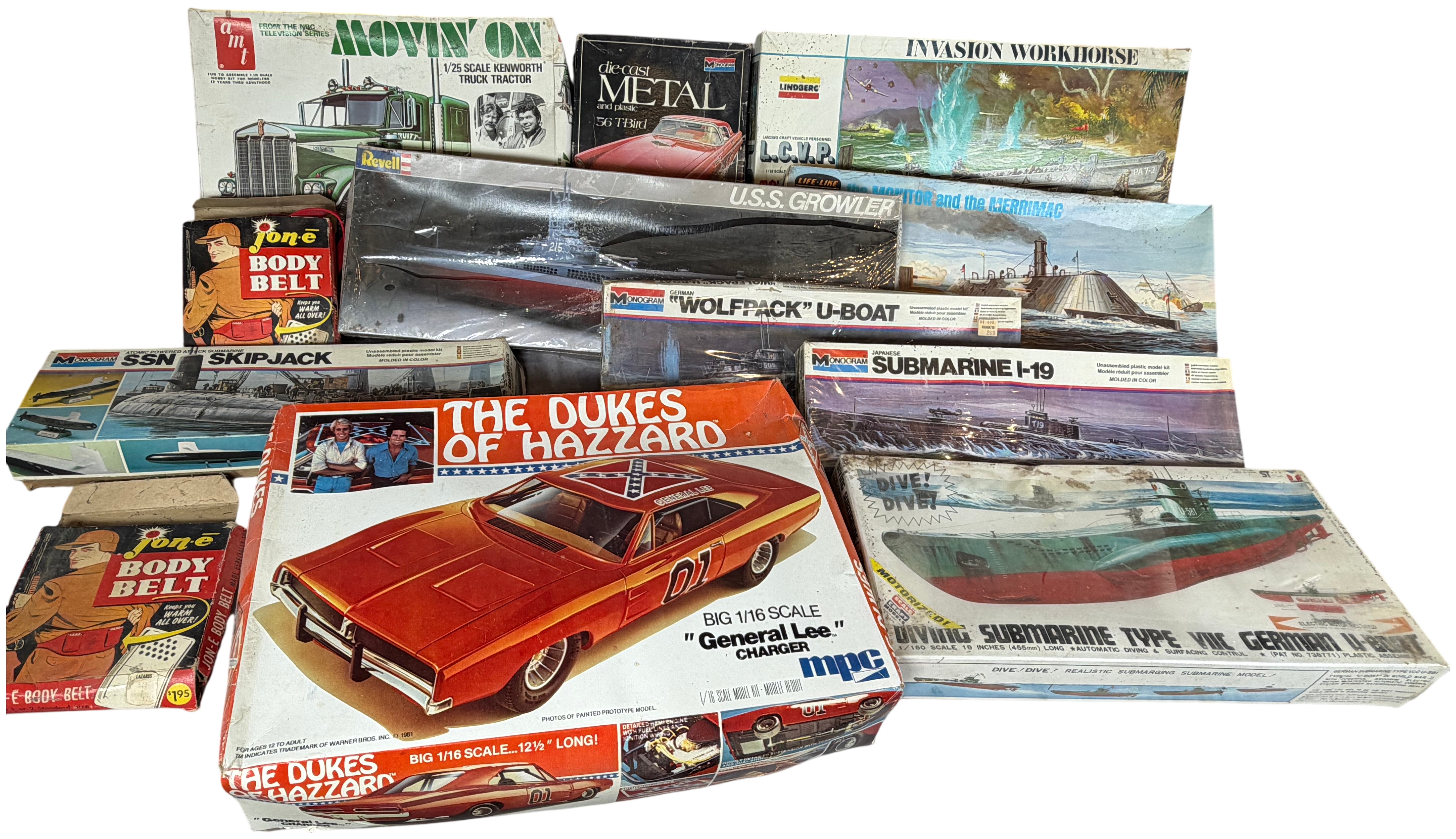 An Assortment of Vintage Model Kits and Outdoor Accessories by MPC, AMT, Monogram, and Others