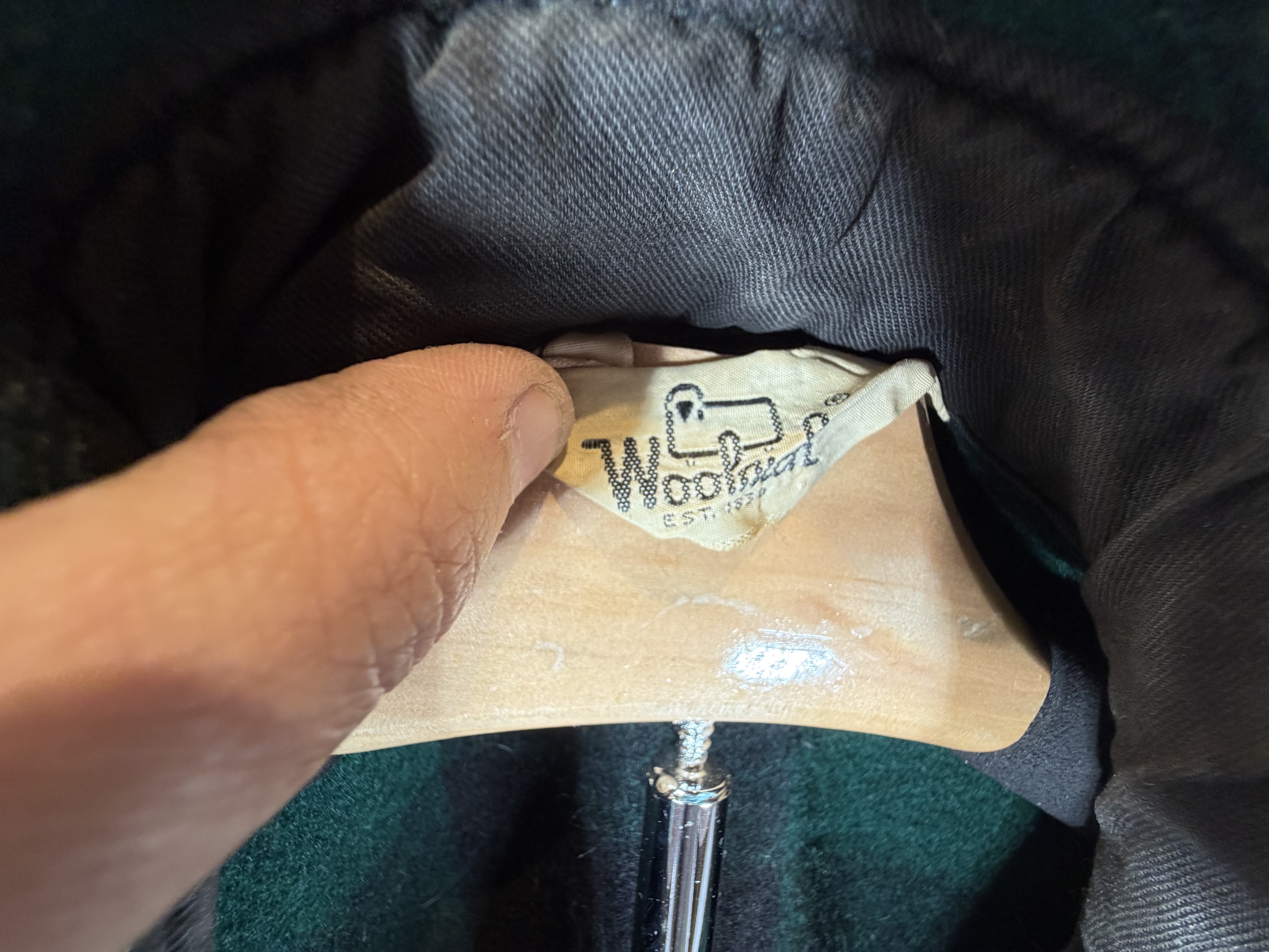 Vintage Woolrich Green and Black Buffalo Plaid Wool Shirt Jacket Size 17