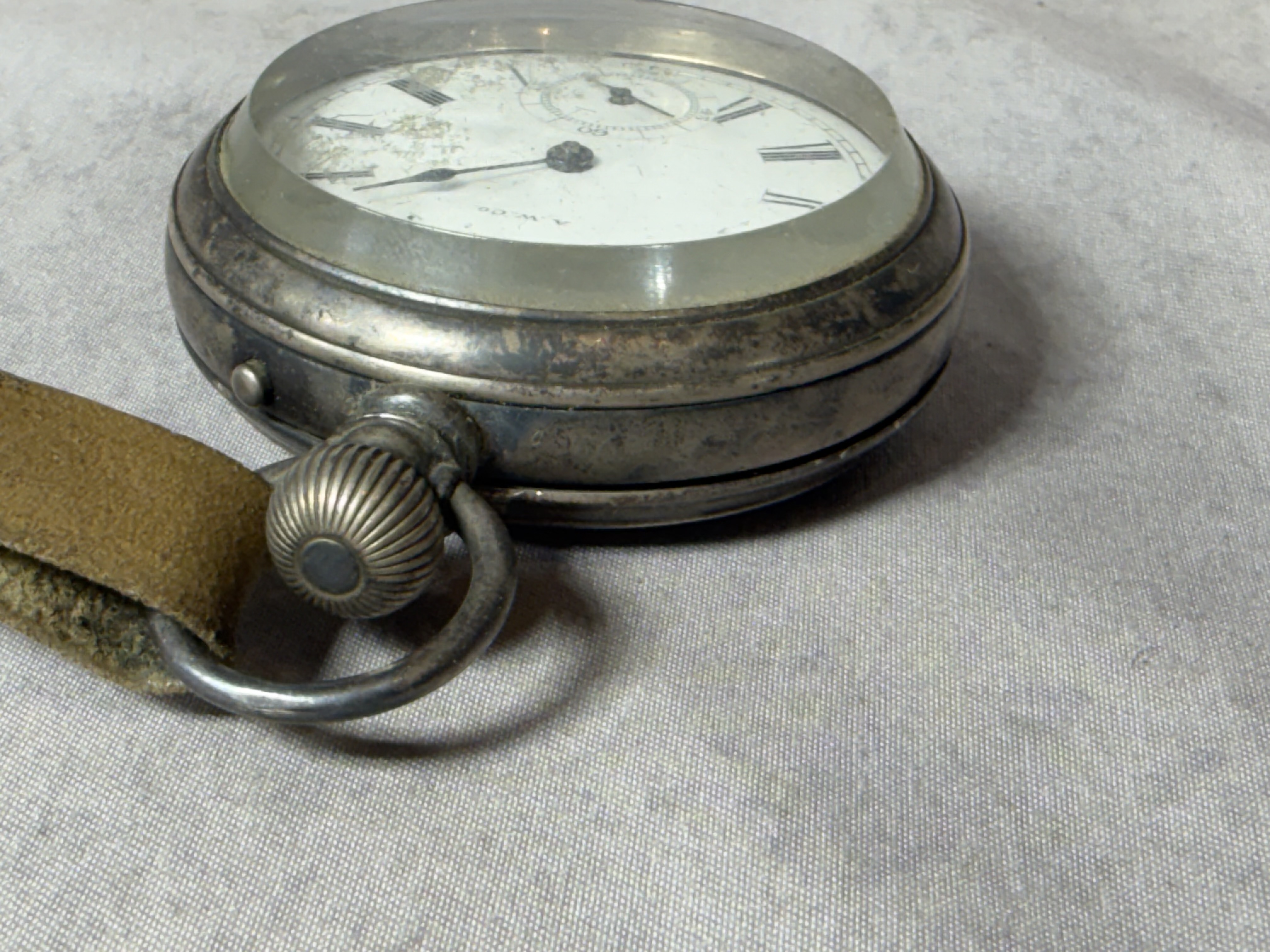 Waltham Bond Street 7 Jewel Coin Silver Pocket Watch with Autocar Truck Dealer Fob