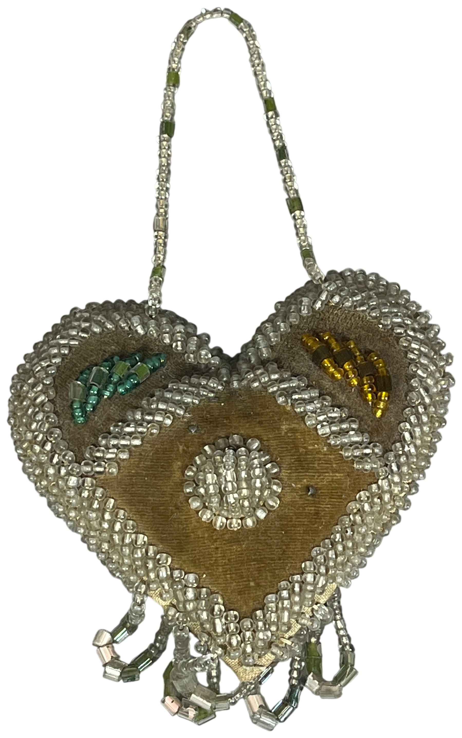 Antique Haudenosaunee Iroquois Style Beaded Heart-Shaped Whimsey