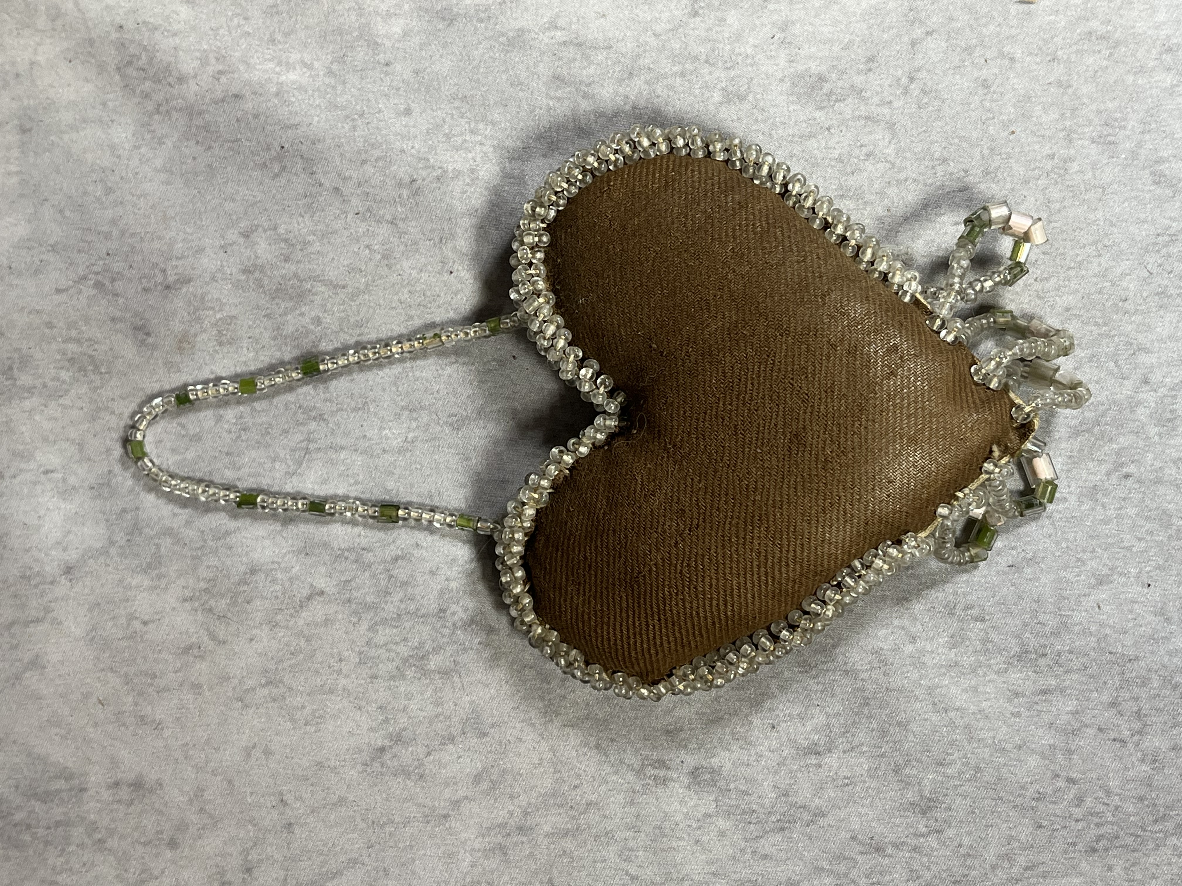 Antique Haudenosaunee Iroquois Style Beaded Heart-Shaped Whimsey
