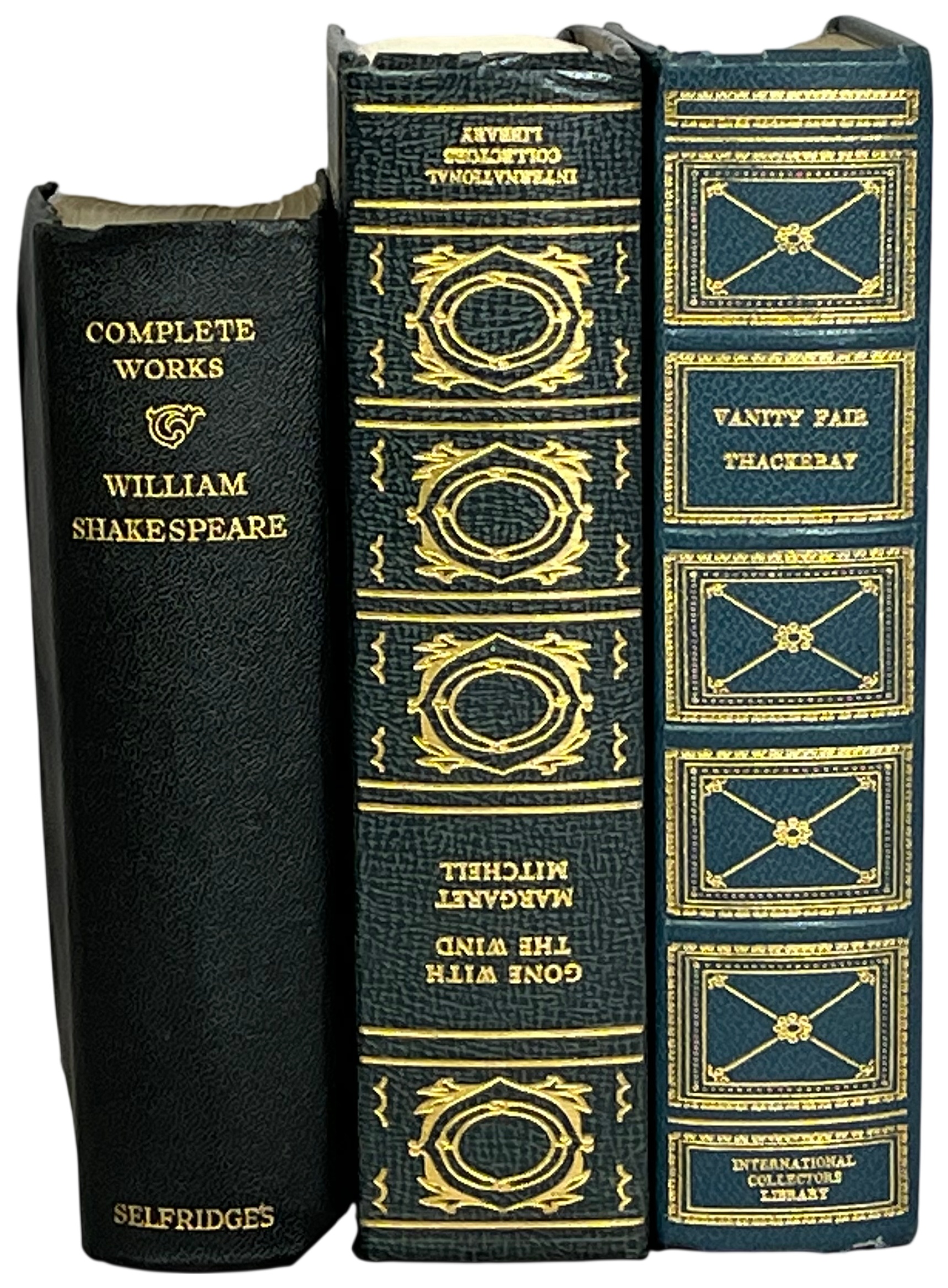 Three Volumes of Classic Literature by William Shakespeare, Margaret Mitchell, and William Thackeray