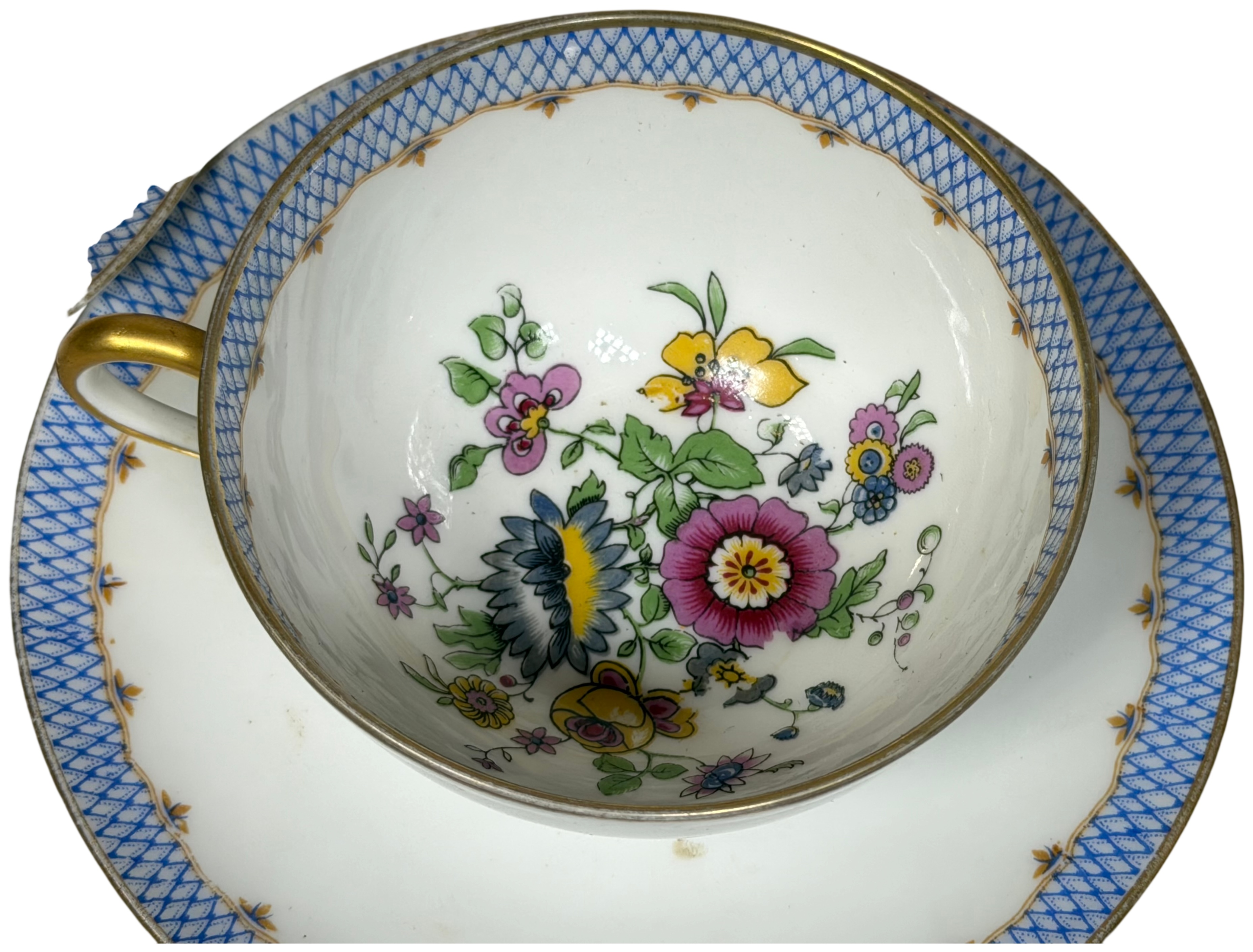A Set of Charles Ahrenfeldt Limoges Porcelain Teacups and Saucers for Wright Tyndale and Van Roden