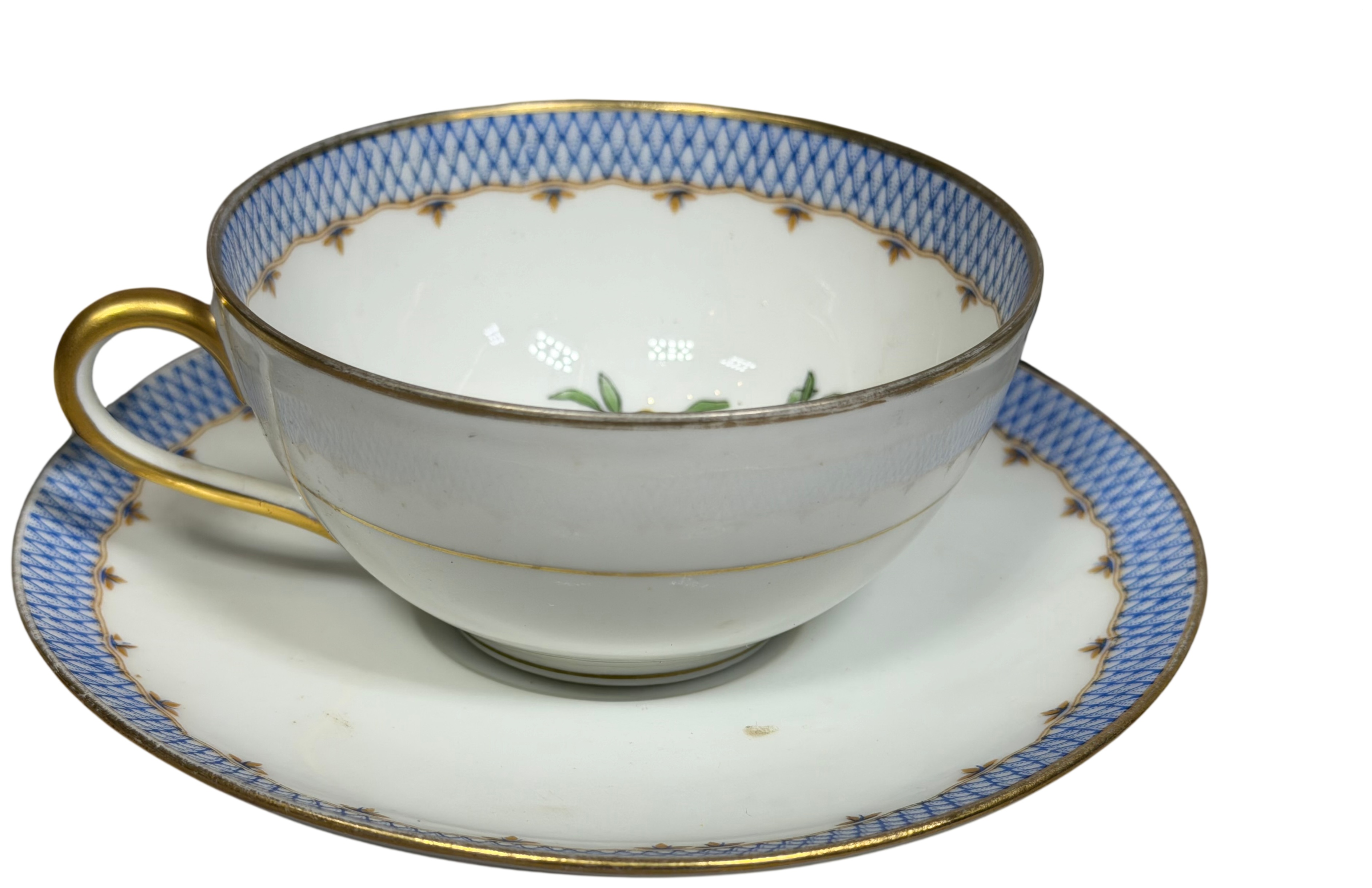 A Set of Charles Ahrenfeldt Limoges Porcelain Teacups and Saucers for Wright Tyndale and Van Roden