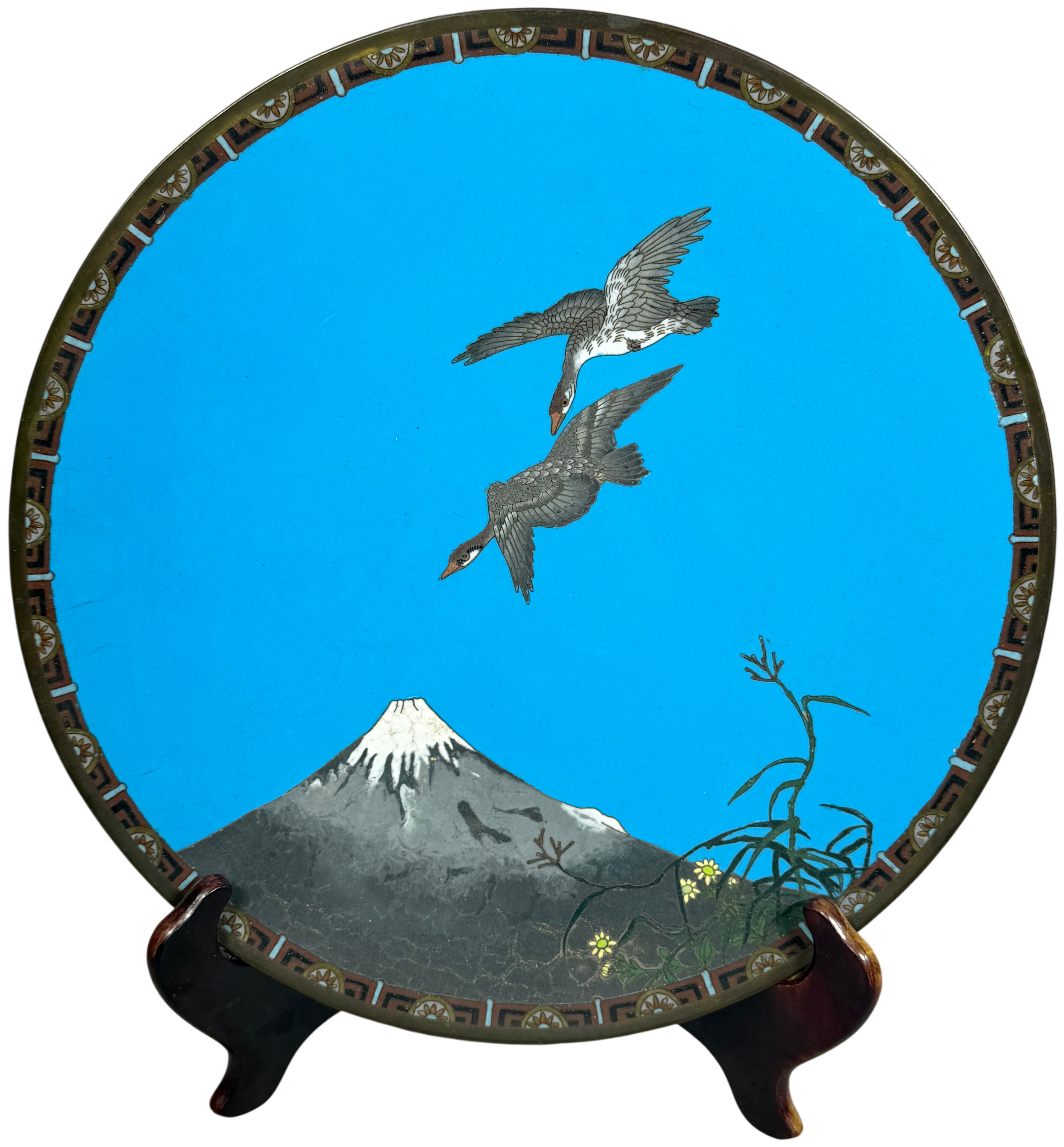Japanese Meiji Period Cloisonne Enamel Charger Attributed to Goto