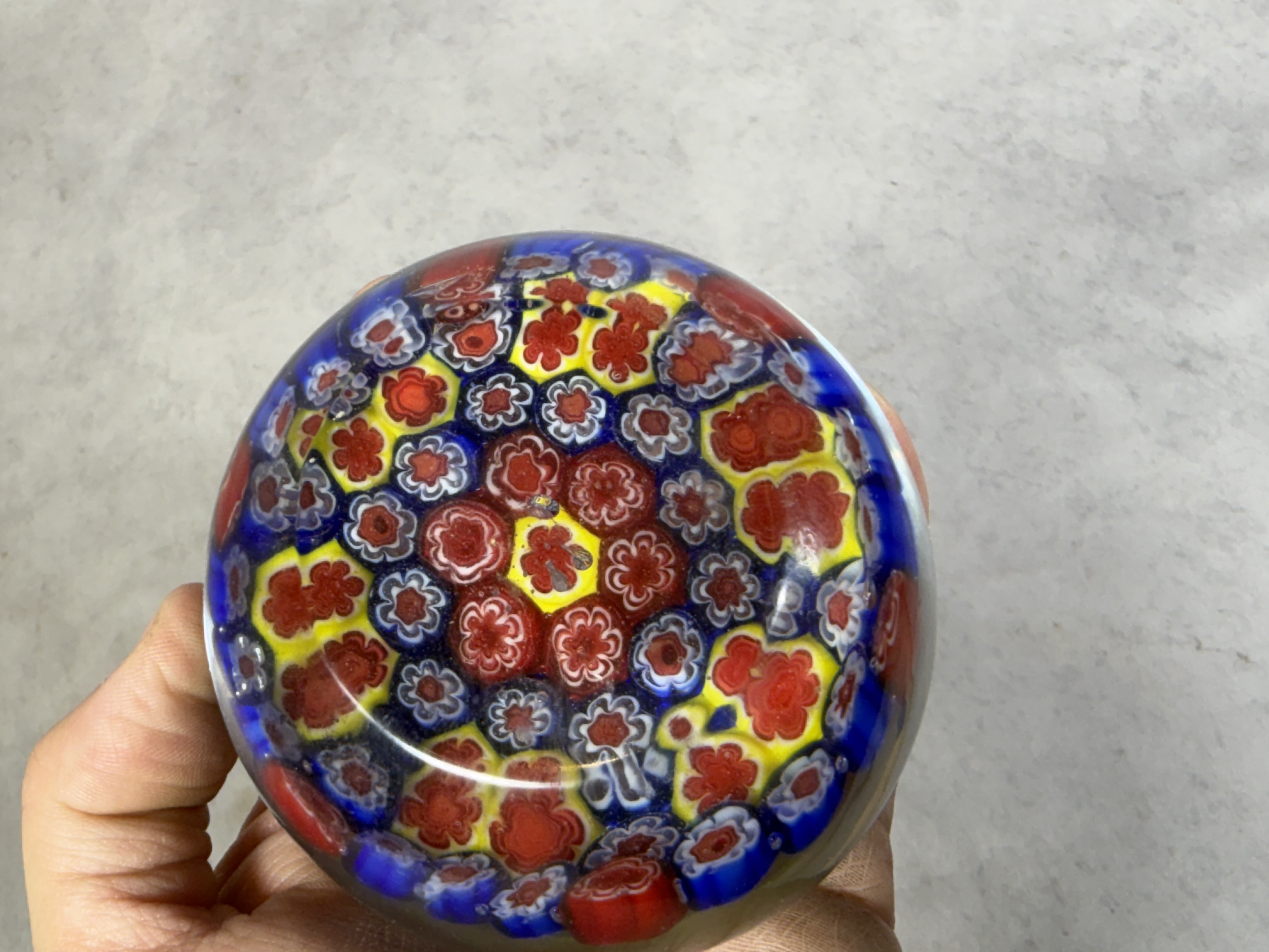 A Pair of Millefiori Art Glass Paperweights
