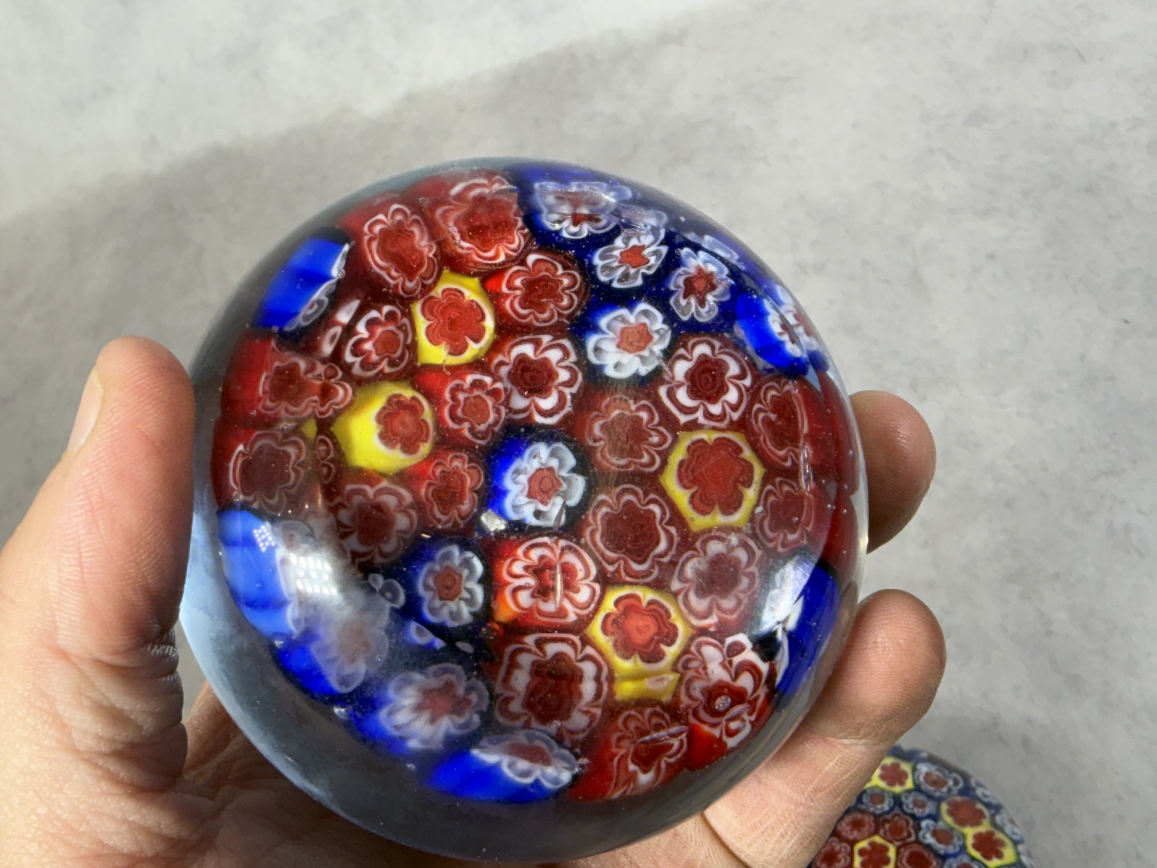 A Pair of Millefiori Art Glass Paperweights