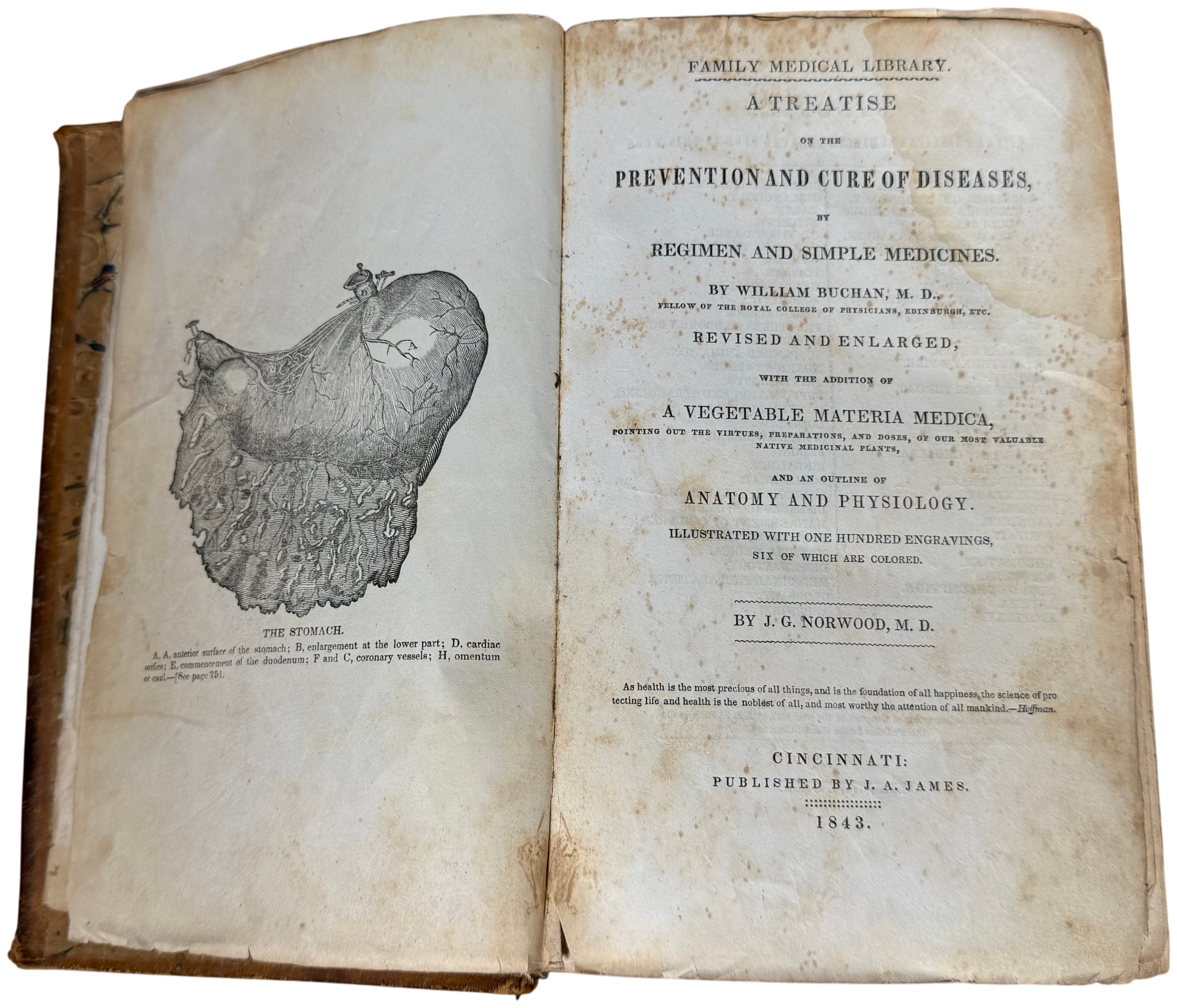 Buchan, William. A Treatise on the Prevention and Cure of Diseases. J. A. James, 1843. Revised Edition.
