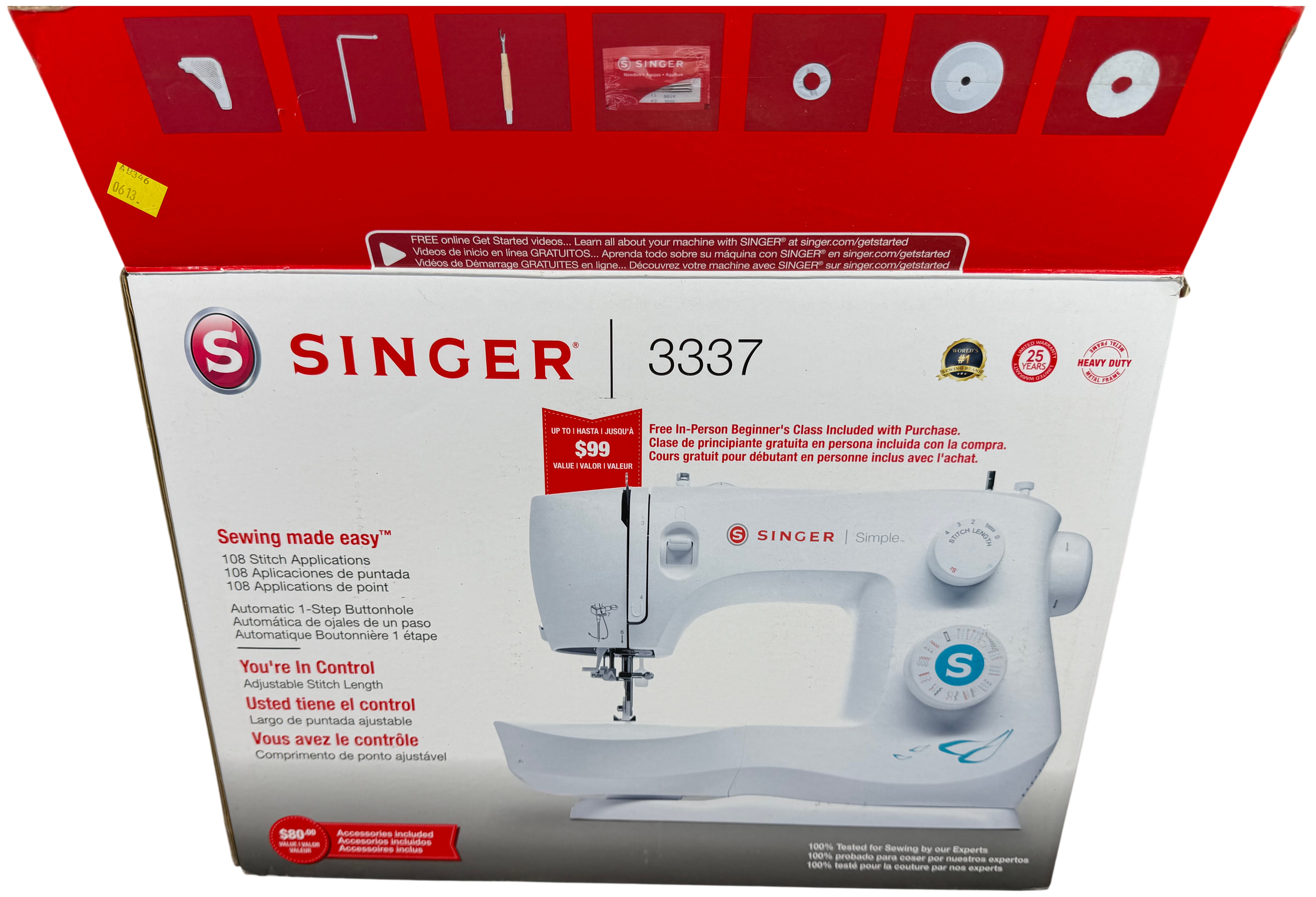 Singer 3337 Simple Electric Sewing Machine with Original Box and Accessories