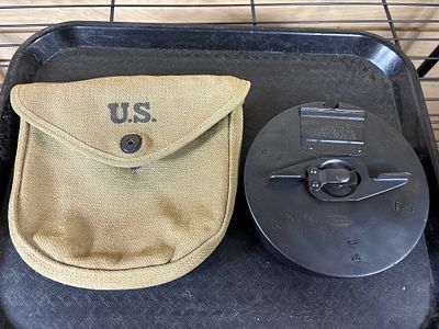 Auto-Ordnance Thompson Submachine Gun Type X 10-Round Drum Magazine and Canvas Pouch. An 