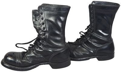 A Pair of Vintage Corcoran Leather Paratrooper Jump Boots. A pair of vintage black leather cap 