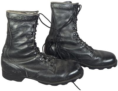 A Pair of Black Leather Military Speed Lace Combat Boots. A pair of black leather military 