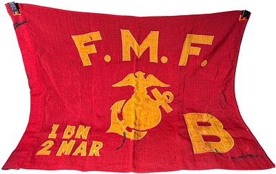World War II USMC FMF 1st Battalion 2nd Marine Regiment Company B Unit Guidon. This is a United 