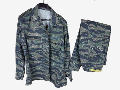 A Pair of Vietnam War Era Advisor Pattern Tigerstripe Camouflage Uniform Items. This two-piece 