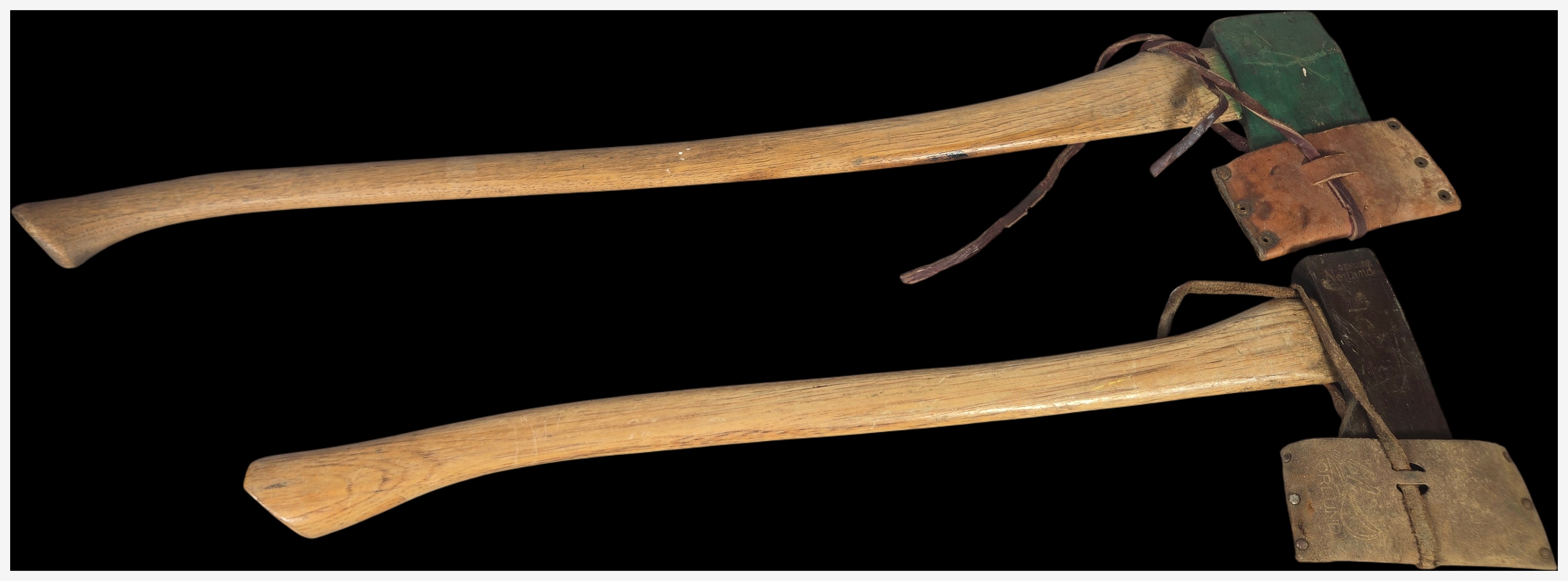 A Pair of Vintage Single-Bit Axes including a Genuine Norlund Camp Axe and a Large Felling Axe