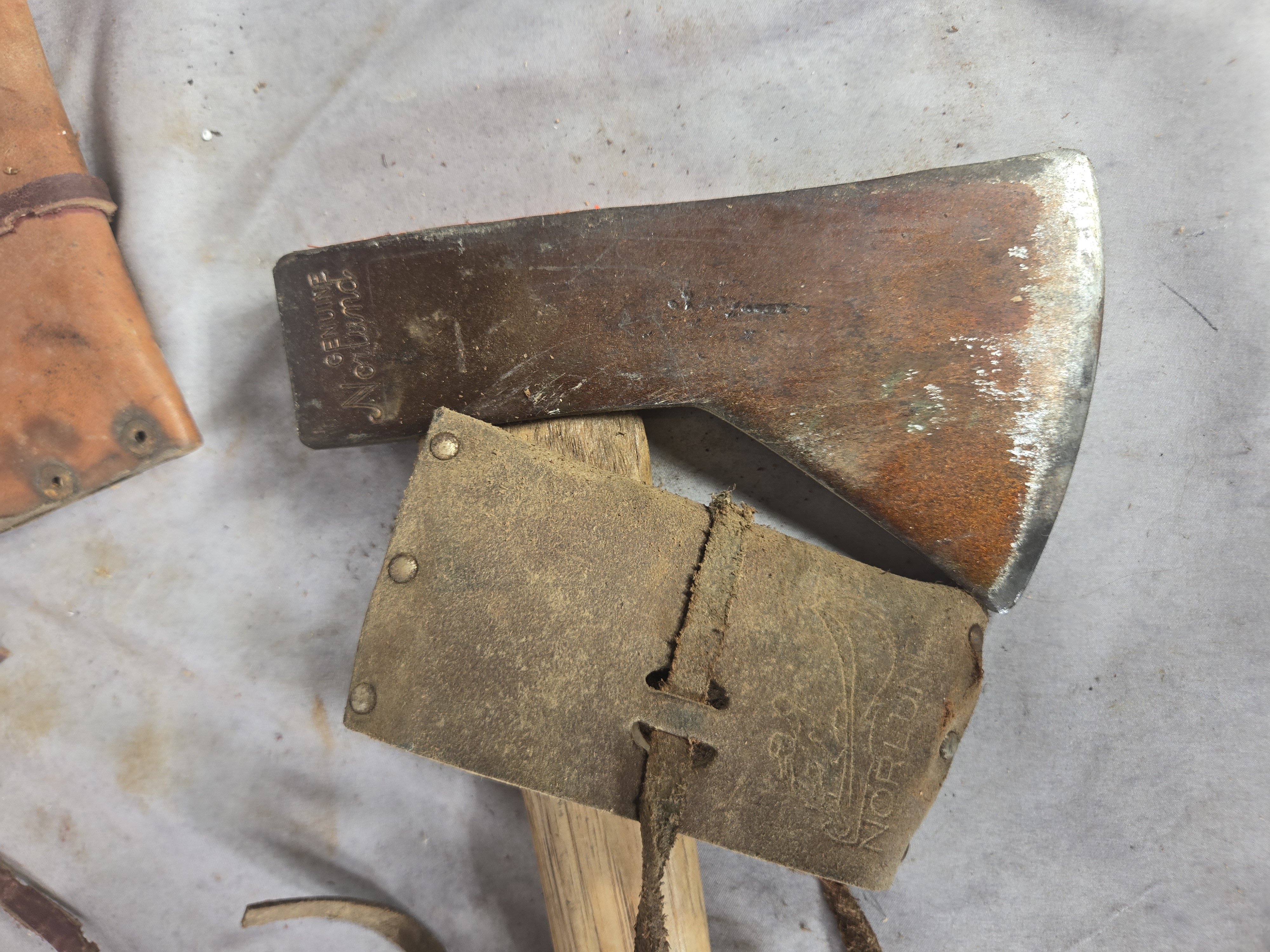 A Pair of Vintage Single-Bit Axes including a Genuine Norlund Camp Axe and a Large Felling Axe