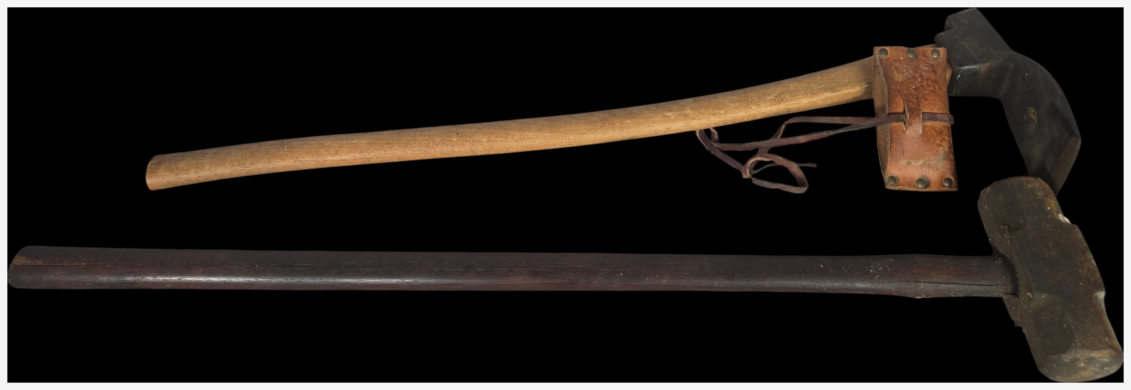 Sledgehammer and a Carpenter's Adze with Leather Sheath